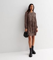 New Look Tall Brown Leopard Print Jersey Mini Smock Dress